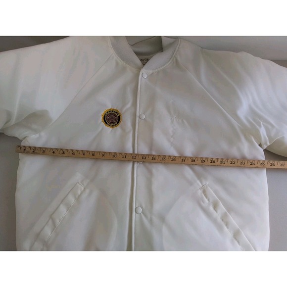 VTG Clarkfield Outdoors  Snap-button Varsity or Bomber Men's jacket XLT White - Picture 6 of 12